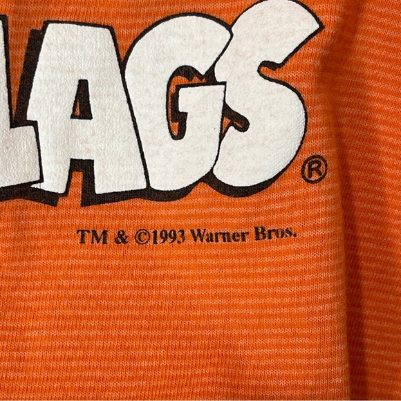 Vintage 1993 Taz Six Flags Orange Striped Single Stitch T-Shirt Tanzanian Devil - Picture 5 of 9